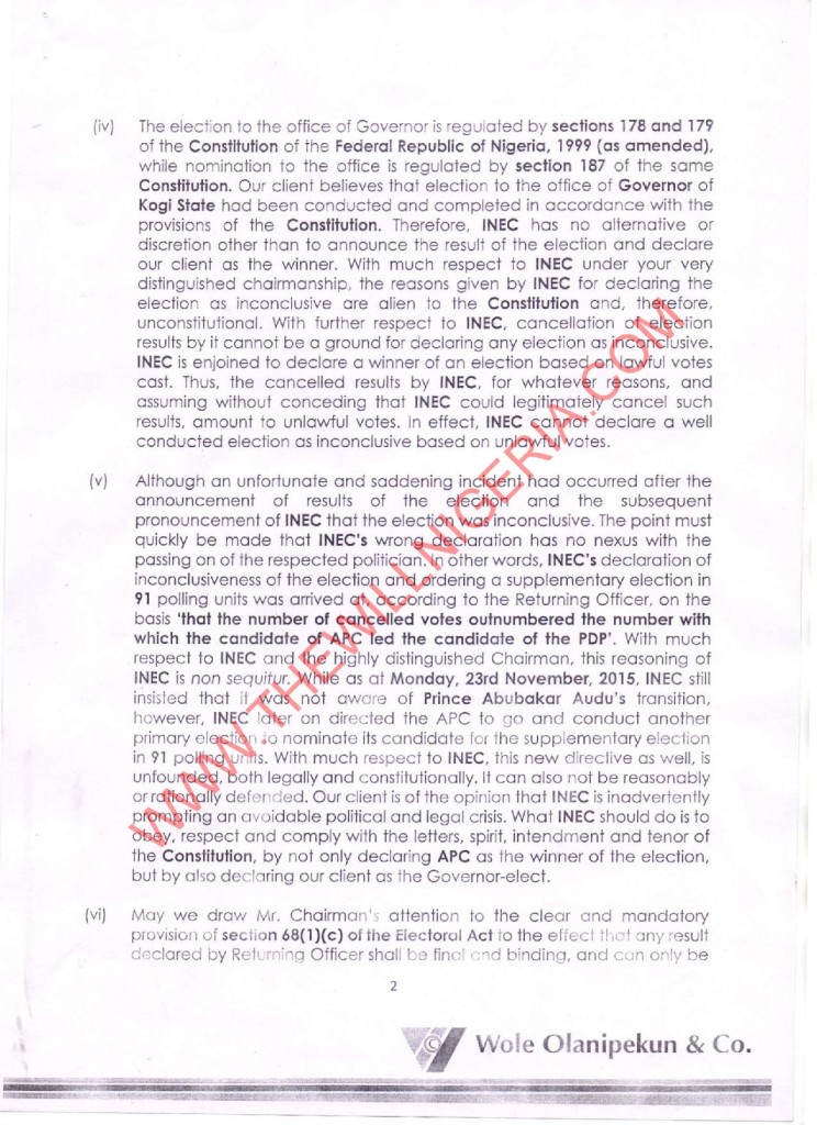LETTER TO INEC KOGI MATTER-page-002 - THEWILL NEWS MEDIA LETTER TO INEC KOGI MATTER-page-002