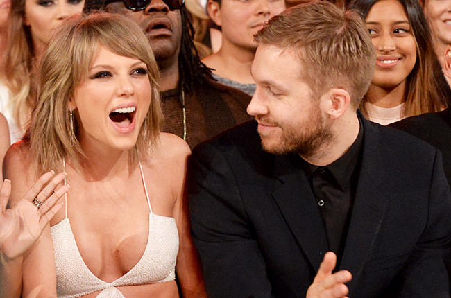 LAS VEGAS, NV - MAY 17:  Singer Taylor Swift (L) and DJ Calvin Harris attend the 2015 Billboard Music Awards at MGM Grand Garden Arena on May 17, 2015 in Las Vegas, Nevada. (Photo by Jeff Kravitz/BMA2015/FilmMagic)