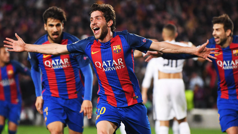 Sergi Roberto celebrates his late winner