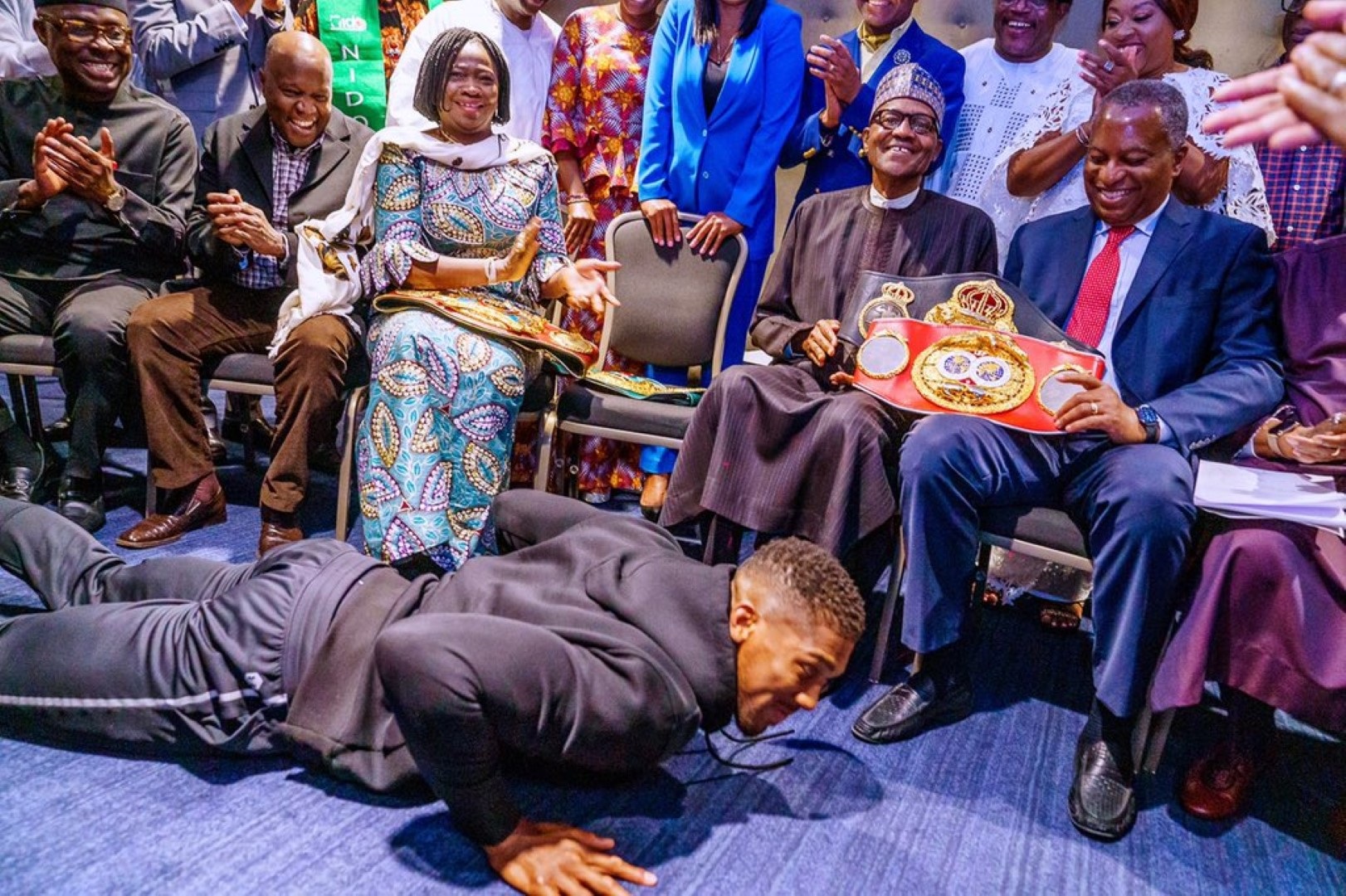 Anthony Joshua Presents Heavyweight Titles To Buhari In UK 1 - THEWILL NEWS MEDIA
