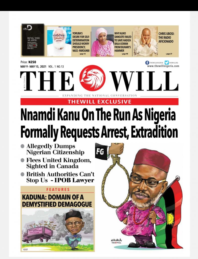 THEWILL NEWSPAPER COVER - Nnamdi Kanu