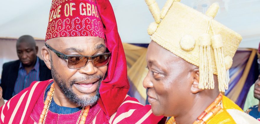 R-L HRH, Oba Saburee Babajide Bakre, the Agura of Gbaguraland & newly installed Aare Babalaje, Chief Francis O. Momoh