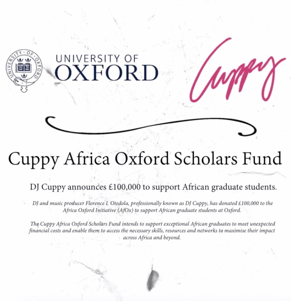 Cuppy Africa Oxford Scholars Fund - THEWILL NEWS MEDIA