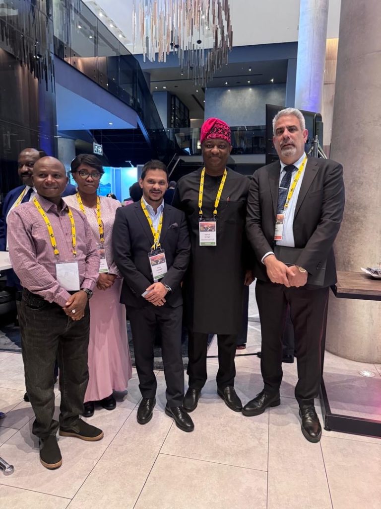 The Minister of Aviation and Aerospace Development, Festus Keyamo (right); IATA's Regional VP for Africa & Middle East, Kamil Al Awadhi (2nd right); Regional Manager - Southern Africa at Emirates, Afzal Parambil, and other participants at the IATA's “Wings of Change Focus Africa 2024” conference held in Johannesburg, South Africa.