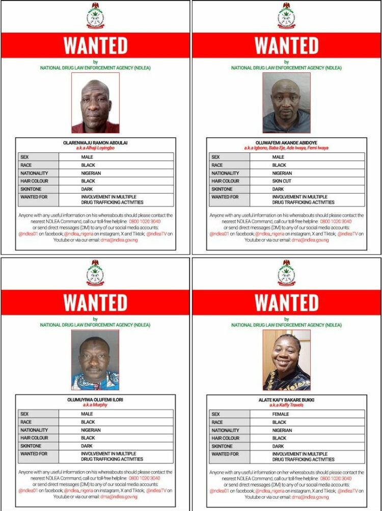 NDLEA Declares Four Barryshine Associates Wanted For Drug Trafficking - THEWILL NEWS MEDIA NDLEA Declares Four Barryshine Associates Wanted For Drug Trafficking