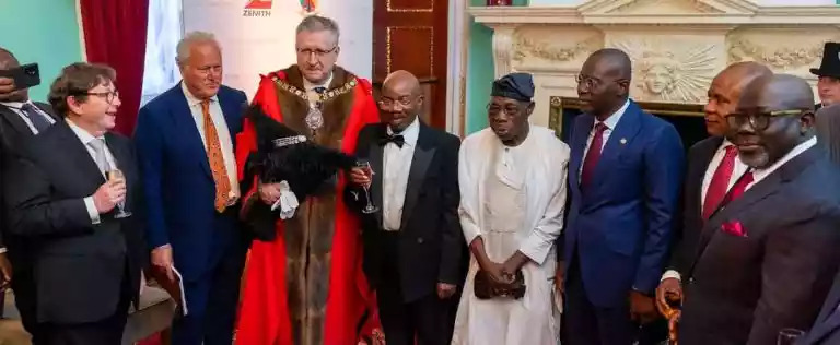 Chairman, Access Holdings Plc, Aigboje Aig-Imoukhuede, CFR (left); His Eminence John Cardinal Onaiyekan; President of Dangote Group, Alhaji Aliko Dangote, GCON; Founder and Chairman of Zenith Bank Plc, Jim Ovia, CFR; Governor of Lagos State, Mr Babajide Sanwo-Olu; and Governor of Delta State, Rt.Hon. (Elder) Sherrif Oborevwori. - THEWILL NEWS MEDIA Chairman, Access Holdings Plc, Aigboje Aig-Imoukhuede, CFR (left); His Eminence John Cardinal Onaiyekan; President of Dangote Group, Alhaji Aliko Dangote, GCON; Founder and Chairman of Zenith Bank Plc, Jim Ovia, CFR; Governor of Lagos State, Mr Babajide Sanwo-Olu; and Governor of Delta State, Rt.Hon. (Elder) Sherrif Oborevwori.