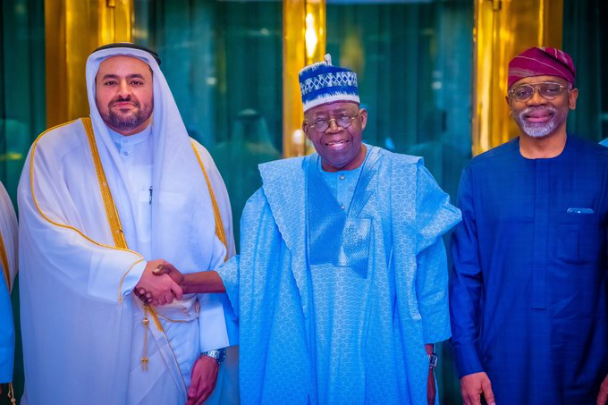 Tinubu and Dr Mohammed Bin Abdulaziz Al-Khulaifi, - THEWILL NEWS MEDIA Tinubu and Dr Mohammed Bin Abdulaziz Al-Khulaifi,