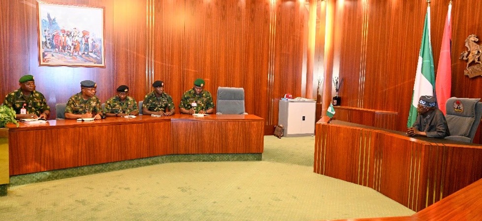 Tinubu Meets New Service Chiefs. - THEWILL NEWS MEDIA Tinubu Meets New Service Chiefs