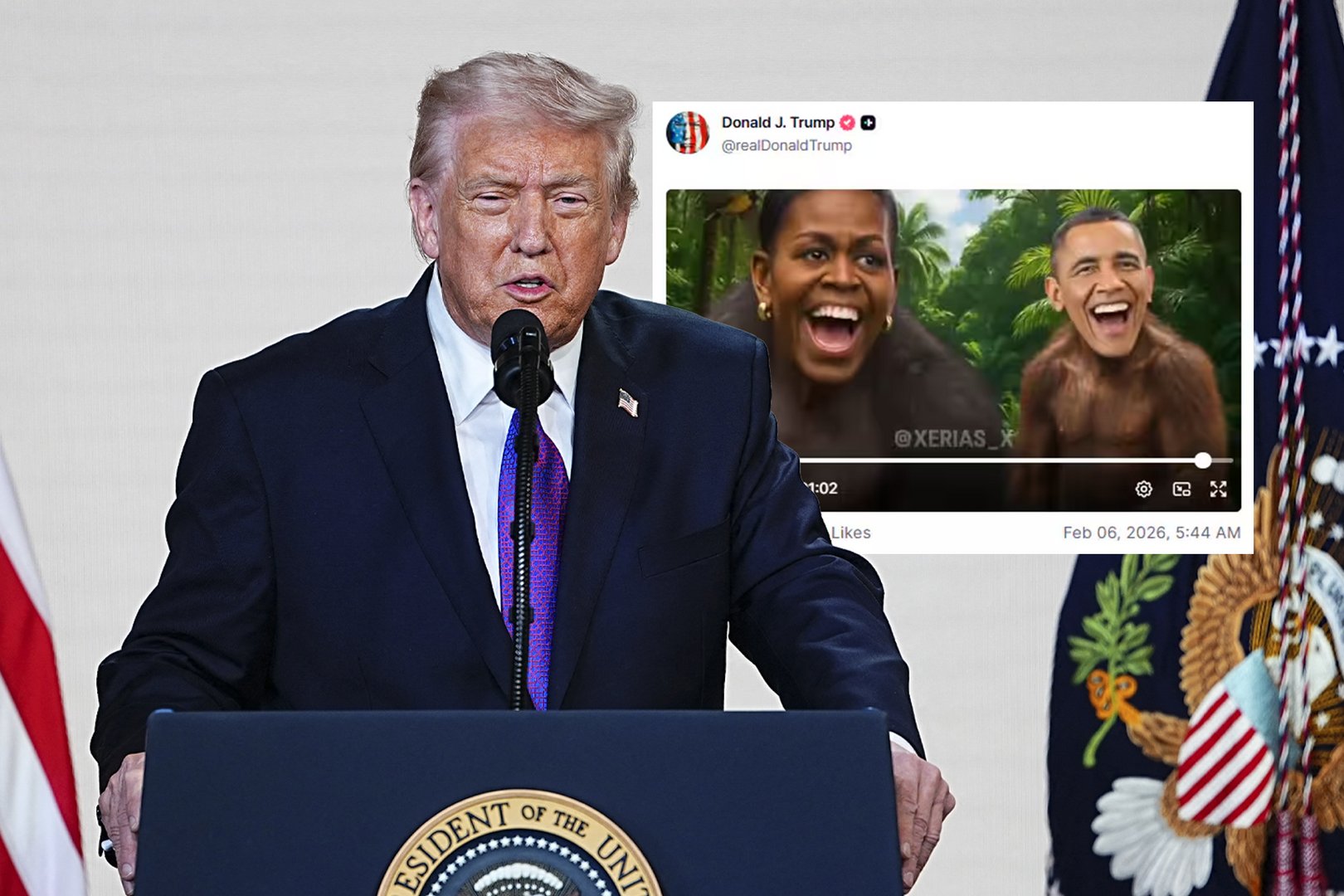 Trump Sparks Outrage After Posting Video Depicting Obamas As Monkeys