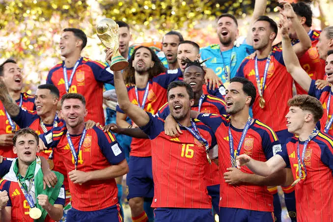 Spain celebrated their second FIFA World Cup title after Ferran Torres’extra-time winner against the Netherlands in the 2010 final. Photo credit: Getty image - THEWILL NEWS MEDIA Super Eagles