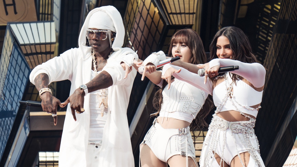 Rema performing “Goals” alongside LISA and Anitta during the 2026 FIFA World Cup opening ceremony at SoFi Stadium in Los Angeles. Credit: heisrema via Instagram - THEWILL NEWS MEDIA
