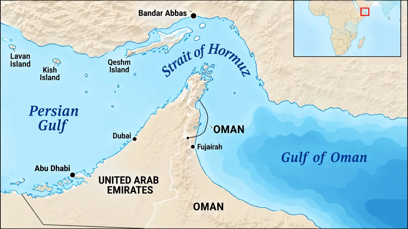 Map of Strait of Hormuz. - THEWILL NEWS MEDIA