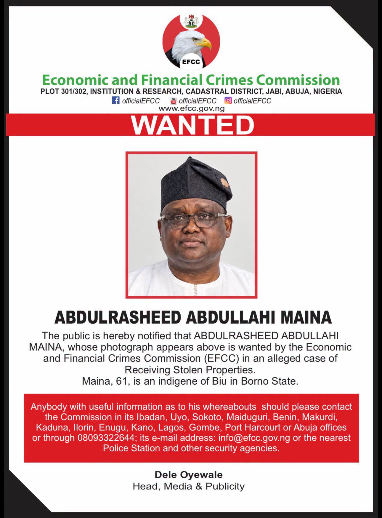 EFCC declares Maina wanted - THEWILL NEWS MEDIA EFCC
