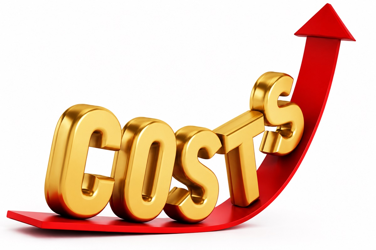Rising costs - THEWILL NEWS MEDIA Rising costs represented by gold letters spelling COSTS and a red upward arrow curving behind them