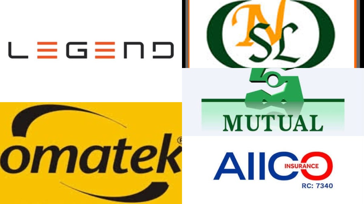 DECLINERS - THEWILL NEWS MEDIA Collage of five logos including Legend, Old Mutual, Omatek, a logo with the word Mutual, and AIICO Insurance.